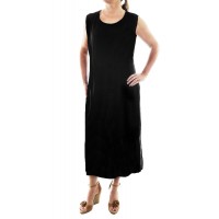 Women's Plus Size Tank Dress - Solid Black CRINKLE or FLAT Rayon